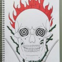 Flaming Skull, a drawing by Real.ity_Art