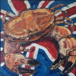 Cracking Crab, a painting by jon_woolfenden