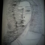 Birth from shadows, a drawing by Marim